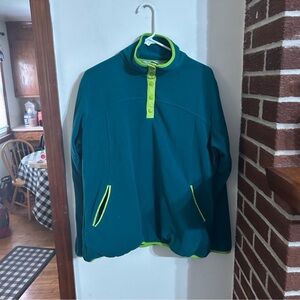 Woolwich Size XLT Teal Fleece with Neon Green Quarter Button Jacket